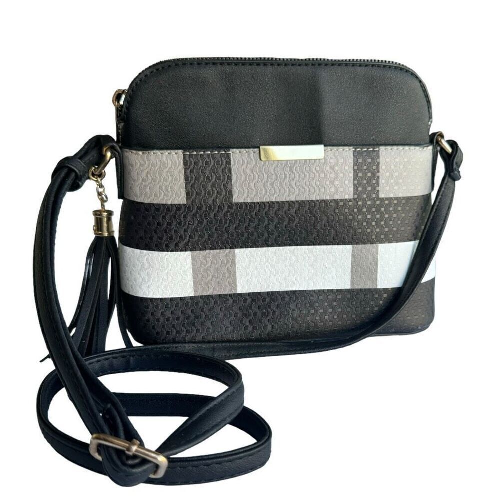 Women Checkboard Cross Body Bag Soulder Tote Bag Vegan PU Leather Cute Handbag L